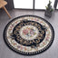Alfombra redonda floral antiderrap lavable azul oscuro
