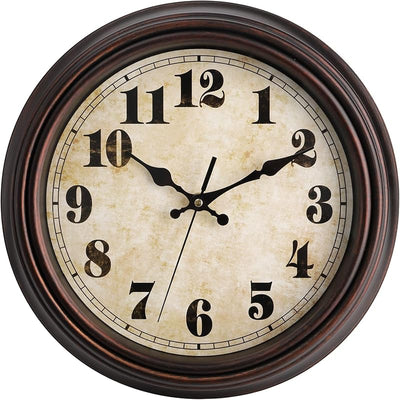 Reloj pared vintage 12pulg silencioso de cuarzo