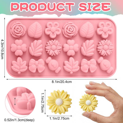 Moldes de silicona para dulces de flores, margaritas 3D y rosas con 18 cavidades