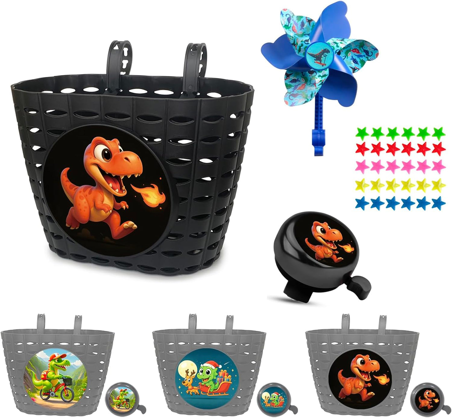 Cesta bicicleta dinosaurio para niños manillar delantero