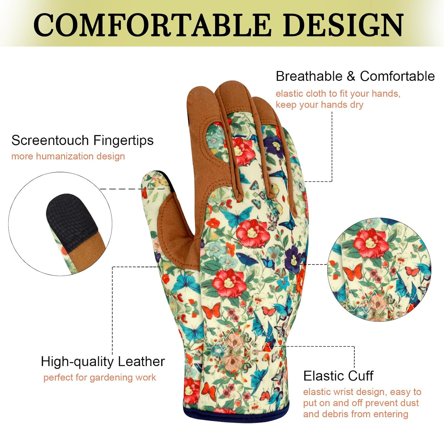 Guantes jardinería cuero mujer a prueba espinas tactil
