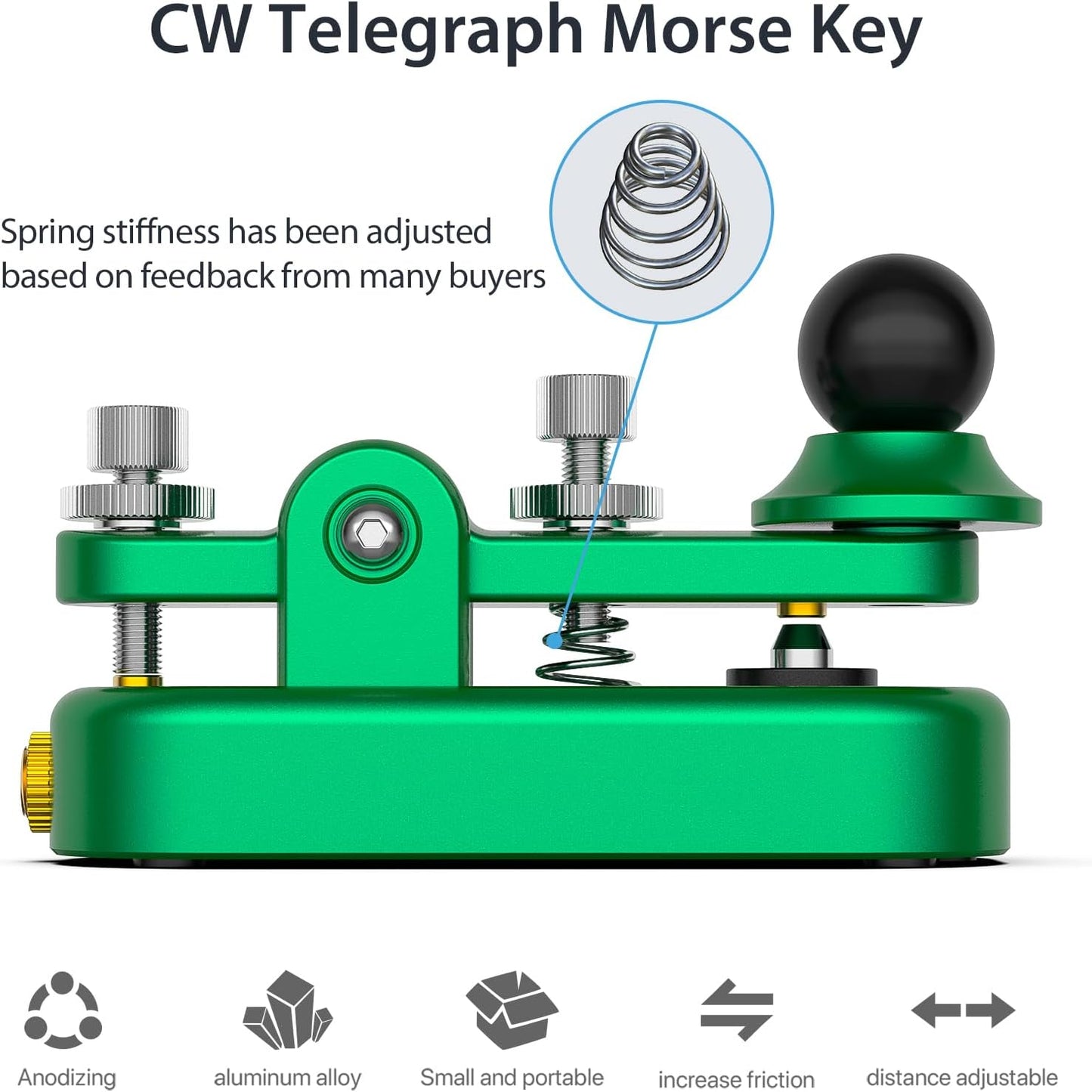 Llave Morse CW Ham con cuerpo aluminio verde
