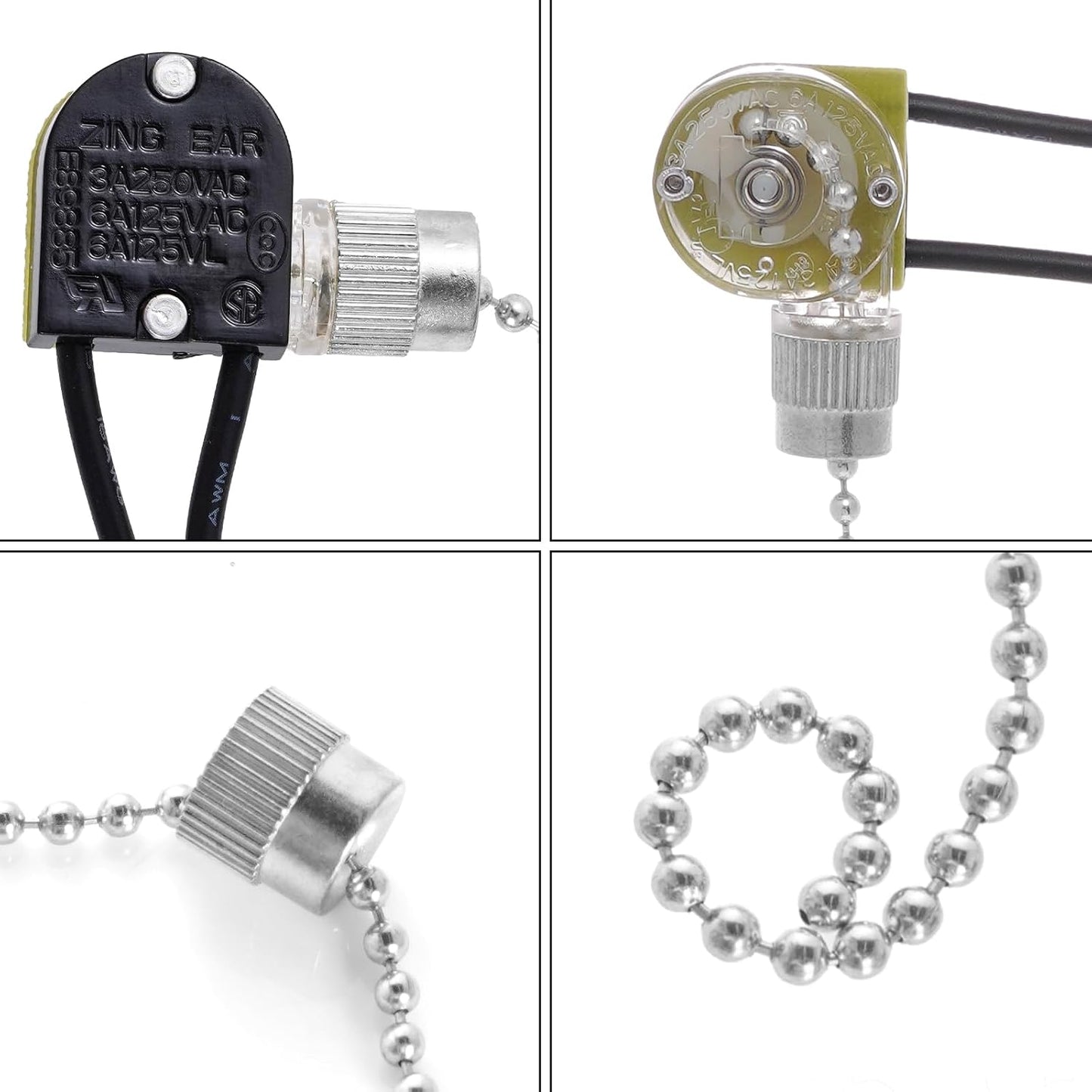 3 Pzas Interruptor Ventilador Techo ZE-109 Cadena Tracción