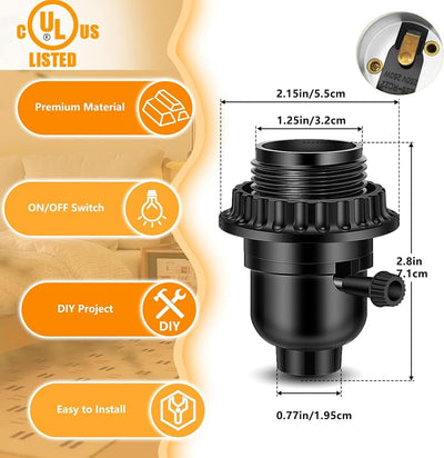 Enchufe luz E26 con interruptor piezas lámpara anillo sombra