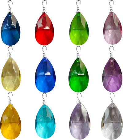 12 Pzas Prismas Cristal Colores Arco Iris Colgantes Navidad