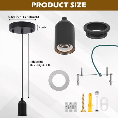 Kit lámpara colgante E26 cerámica tela ajustable estilo industrial