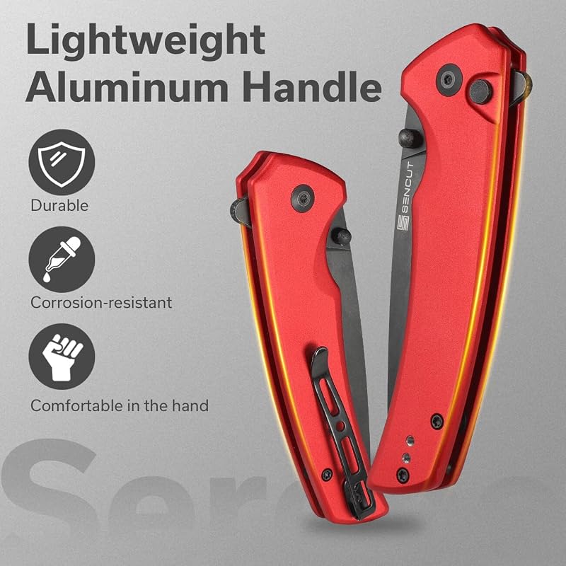 Navaja plegable EDC Serene abrebotellas aluminio D2 negro