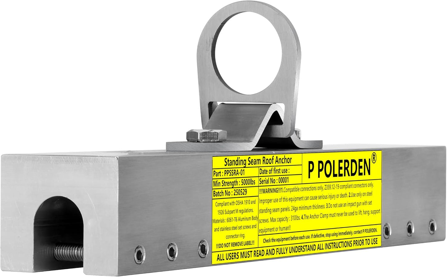 Abrazadera techo reutiliz. sin taladro OSHA/ANSI aluminio