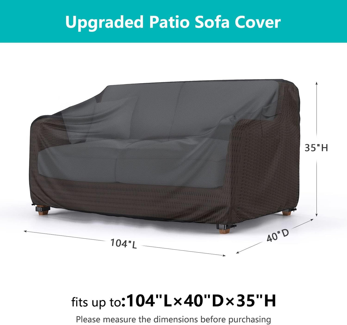 Funda sofá patio resistente 104x40x35" color negro