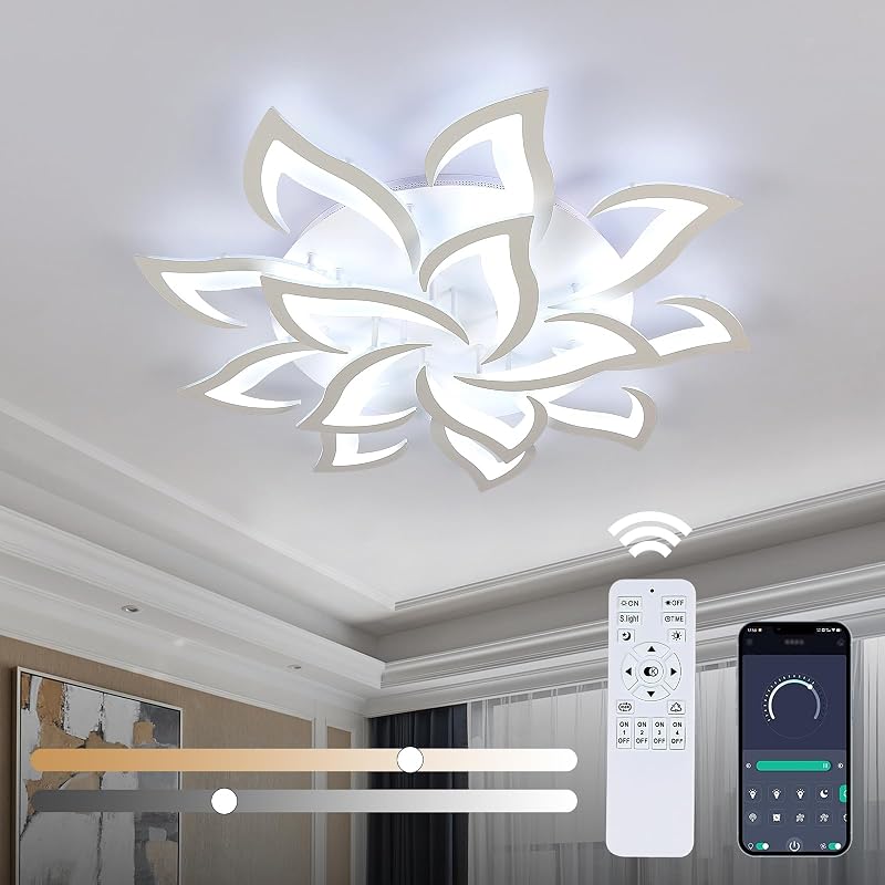 Lámpara techo LED 14 pétalos acrílicas con control remoto