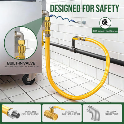 Kit seguridad gas 3/4pulg manguera flexible 48pulg