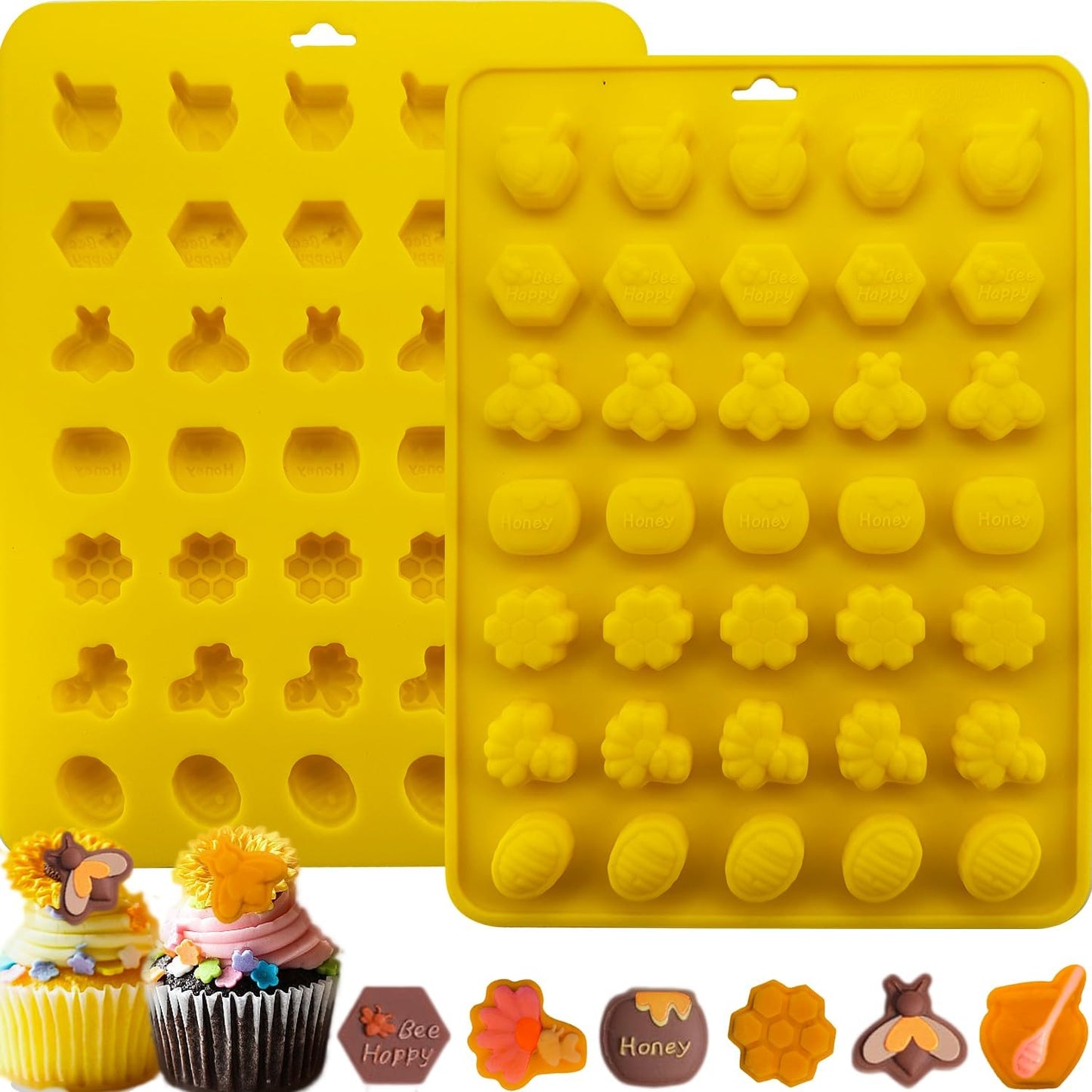 2 Moldes Silicona Chocolate Forma Panal Dulces Fondant Cupcakes