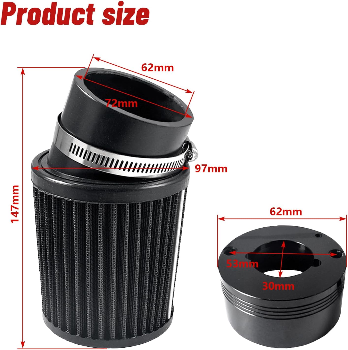 Kit tubo escape comp filtro aire 62mm motor Honda GX340