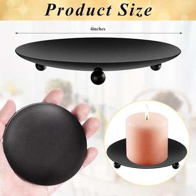 8 Portavelas Hierro Placa 4pulg Velas LED y Cera Decorativa