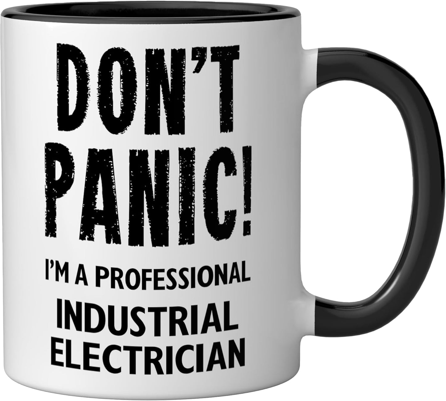 Taza Cerámica para Electricista Industrial Negro/Blanco