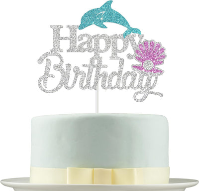 Decoración cumpleaños plateada temática bajo el mar delfín