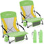 2 Sillas playa plegables con portavasos verde amarillo