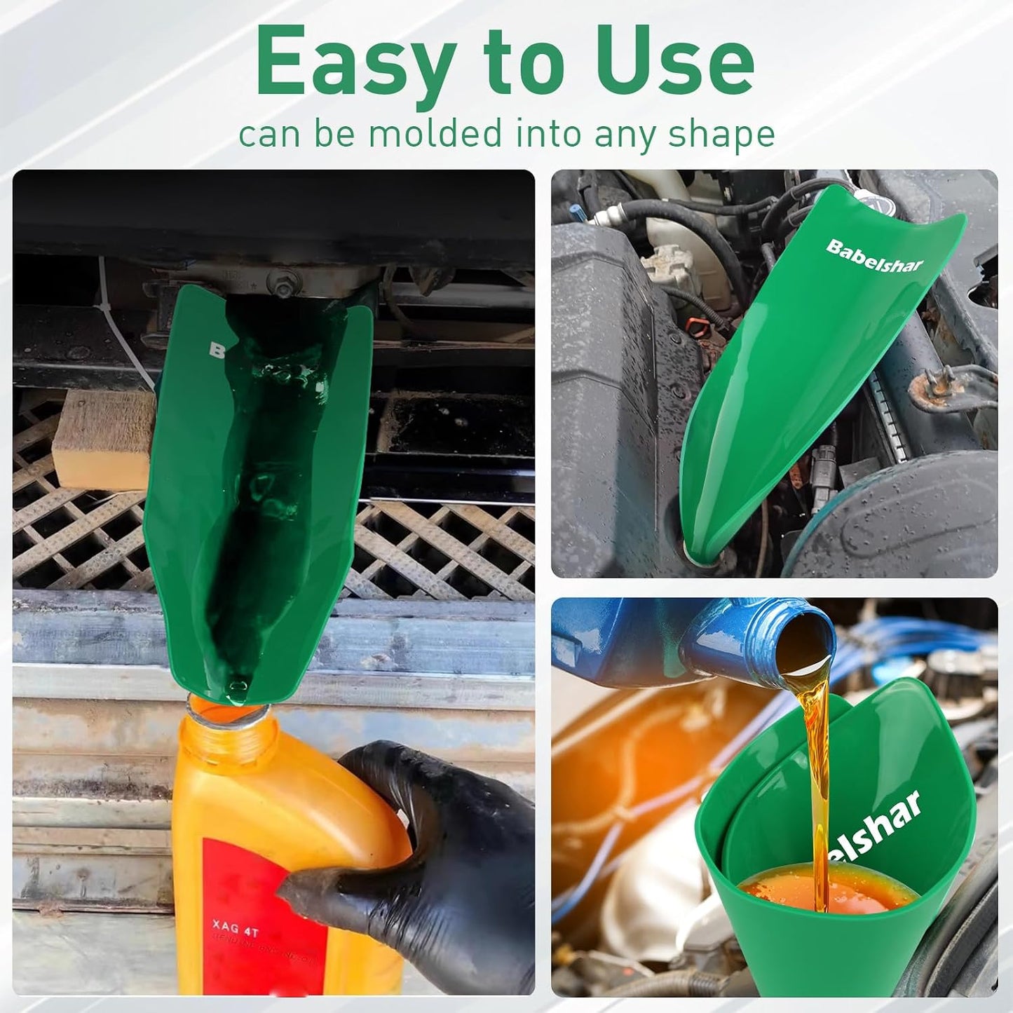 Embudo flexible plegable para cambio aceite automotriz