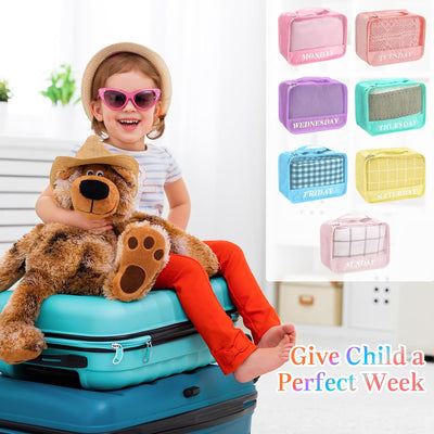 Cubos equipaje semanales para niños 9x7x3pulg macarrón