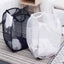 Cesta ropa sucia malla plegable con bolsillo negroblanco