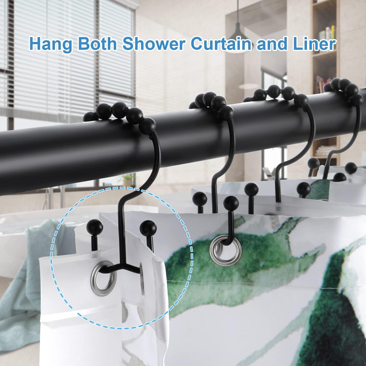 Ganchos ducha doble cara acero inox 12 pzas color negro