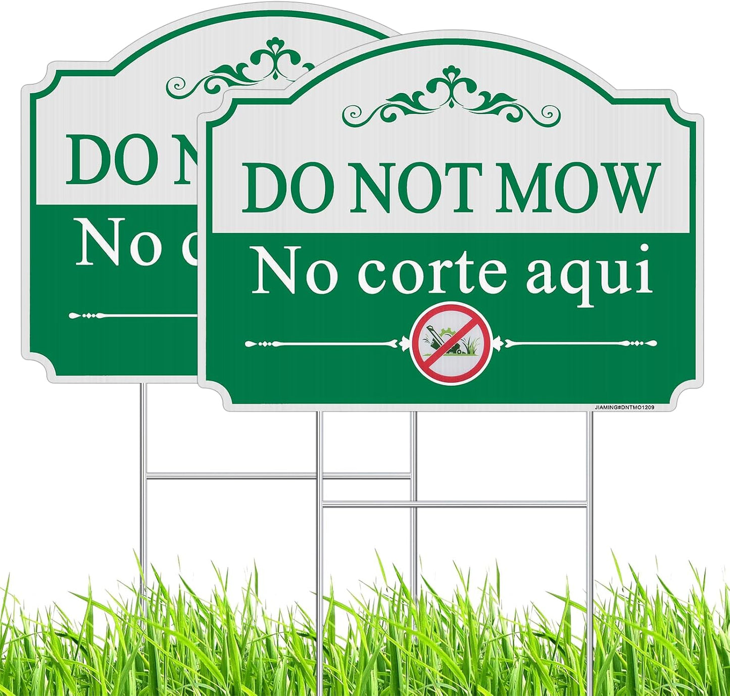 Letrero jardín bilingüe 12.6x9.5" doble cara UV resistente
