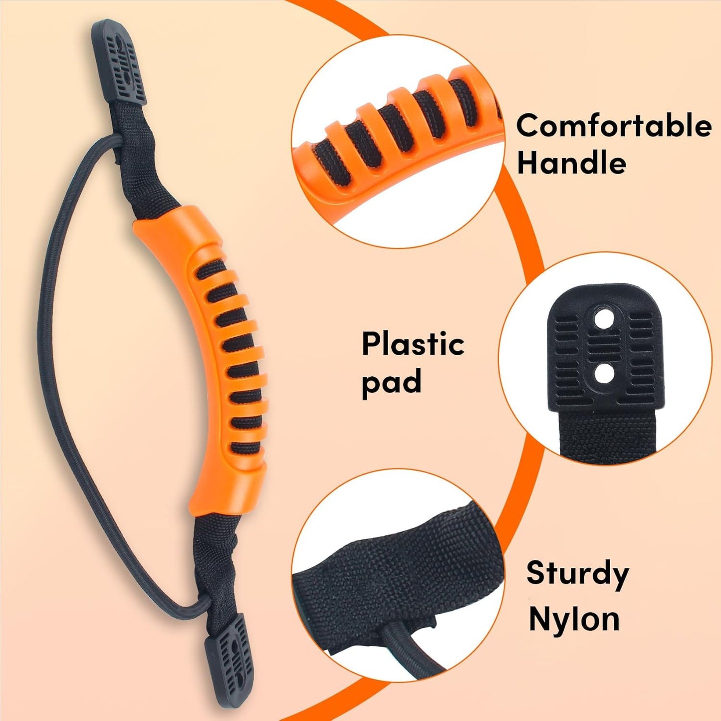 Asas de kayak naranja con cuerda elástica para transporte