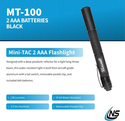 Linterna LED metal 2 AAA 5.4pulg color negro