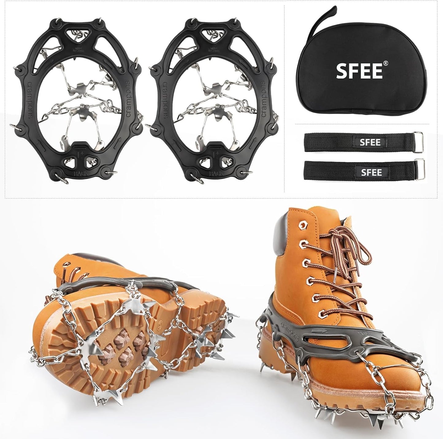 Crampones nieve 19 picos acero inox antiderrap