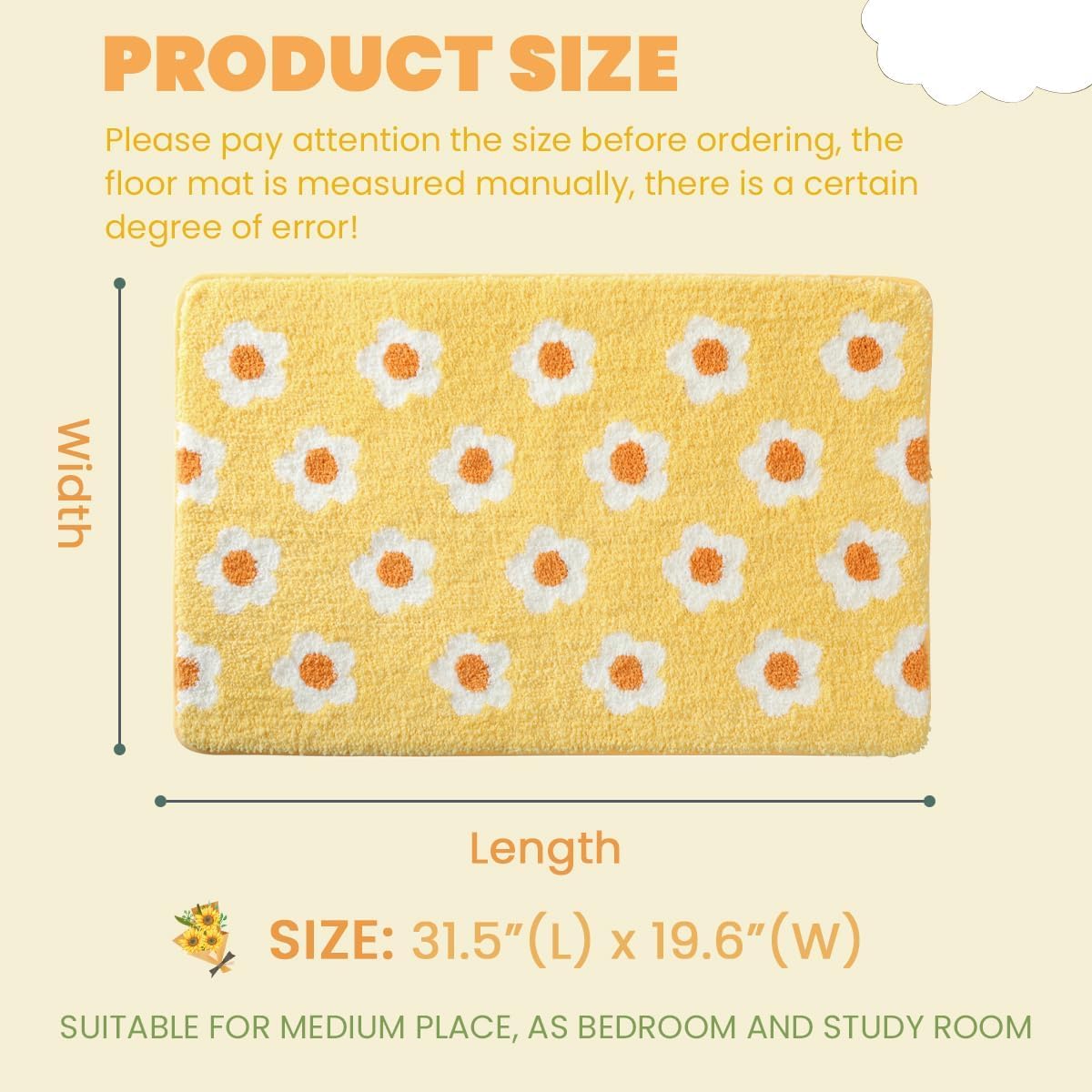 Tapete baño floral antiderrap 31x20"