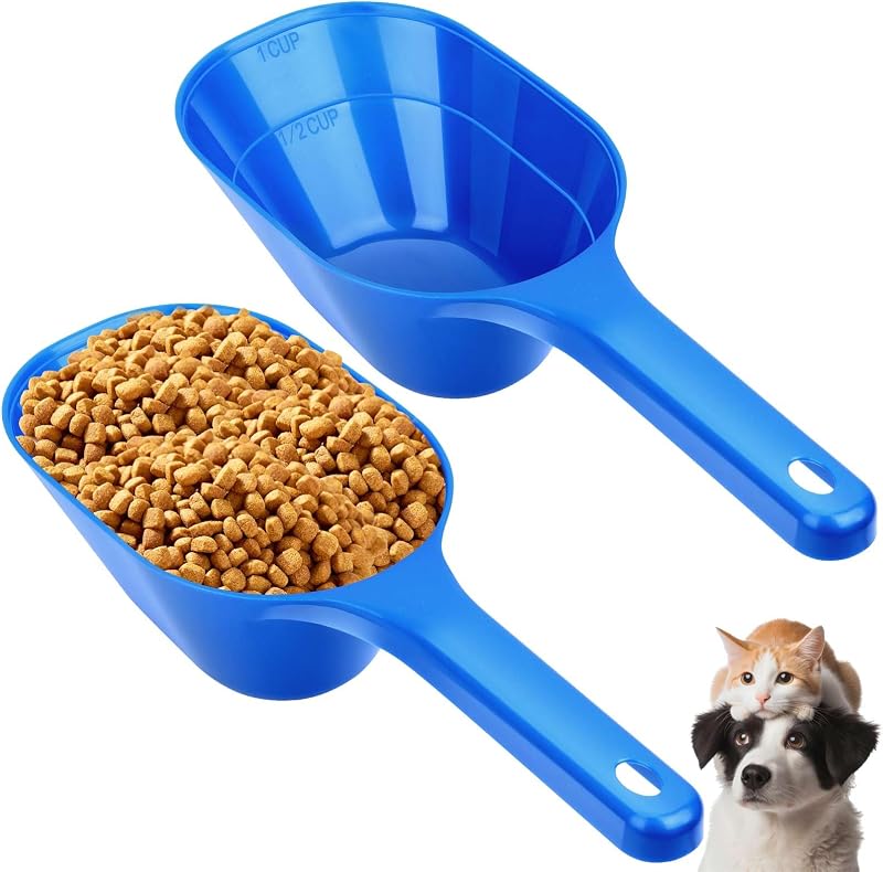 Cucharón para alimento de perro 1 taza con marcas azul