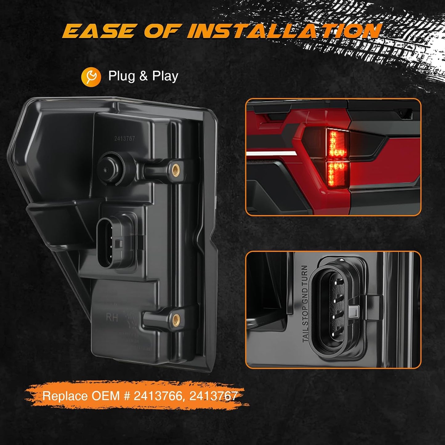 Luces traseras LED para Polaris Ranger 1000 XP/Crew par rojo