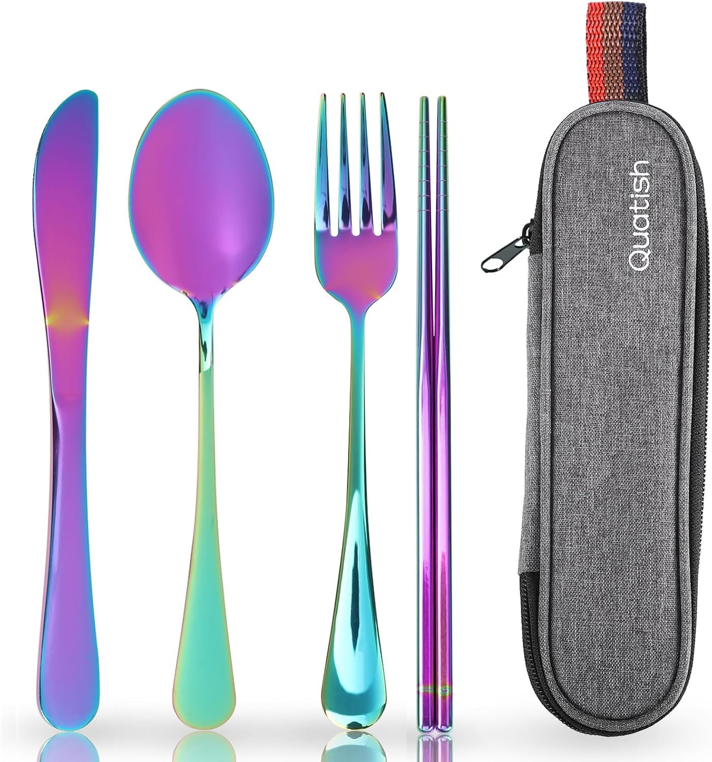 Juego cubiertos viaje acero inox reutilizables