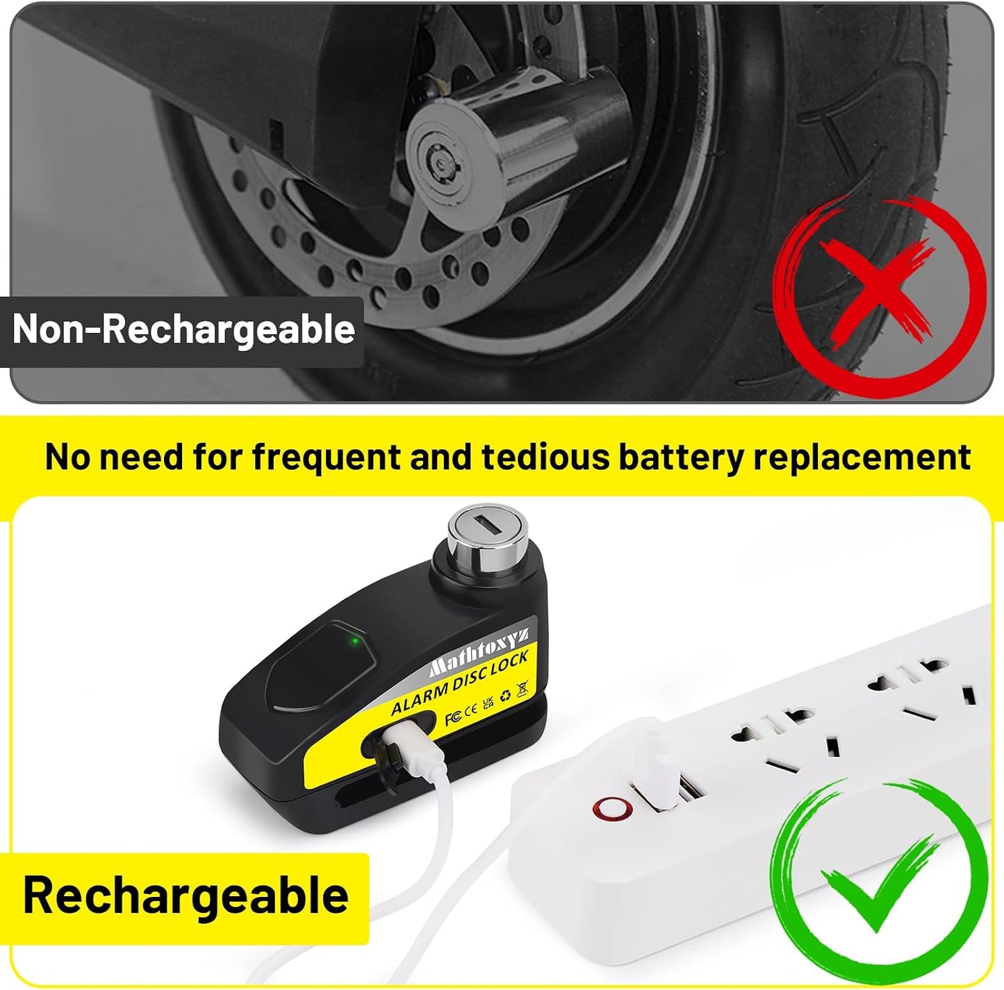 Candado recargable motocicleta alarma antirrobo