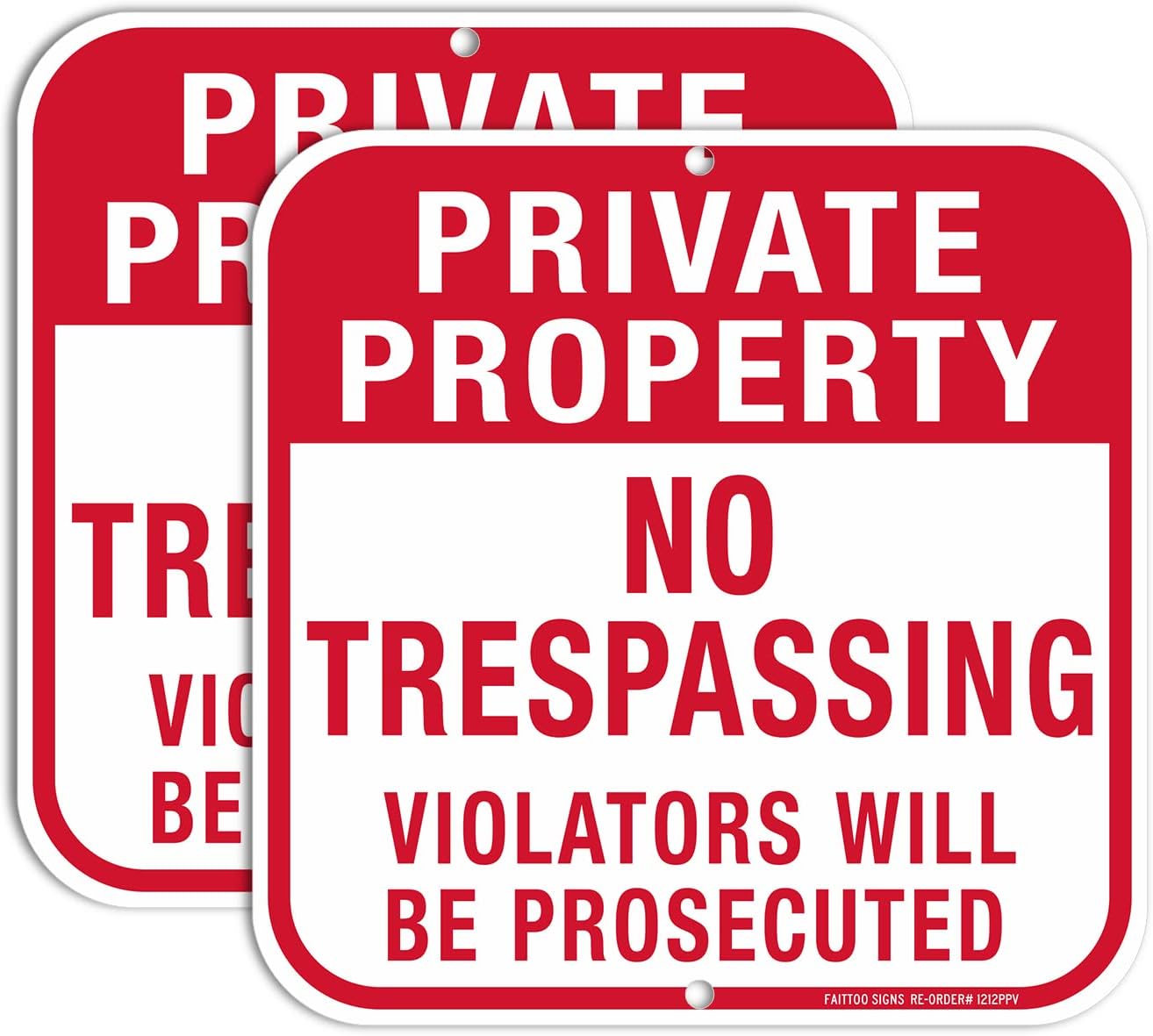 2 Carteles Propiedad Privada 12x12" Aluminio UV Impermeable