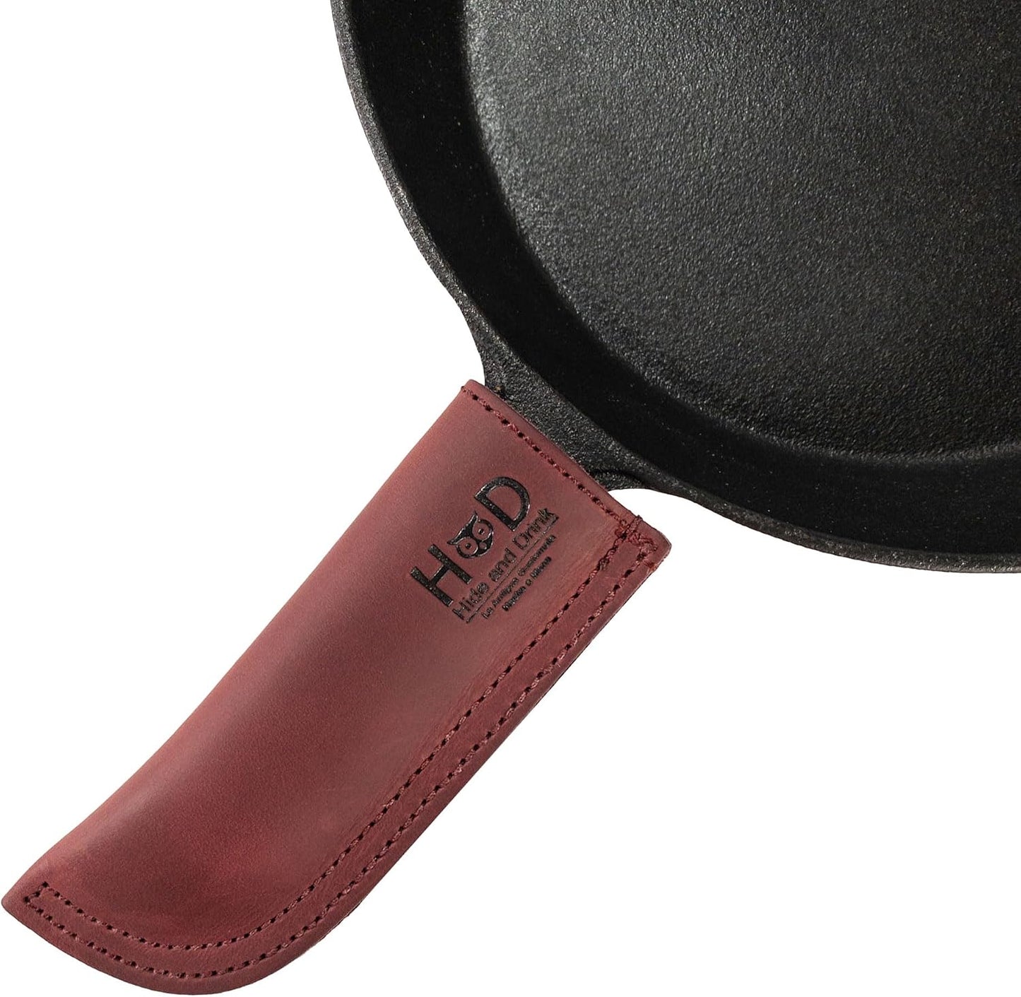 Mango caliente cuero grano completo hierro fundido doble capa