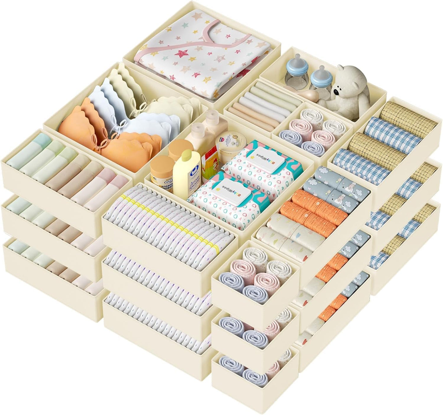 Organiz. cajones para ropa bebe 18 pzas plegables
