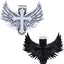 Clip visera ángel guardia auto acero inox cruz negro