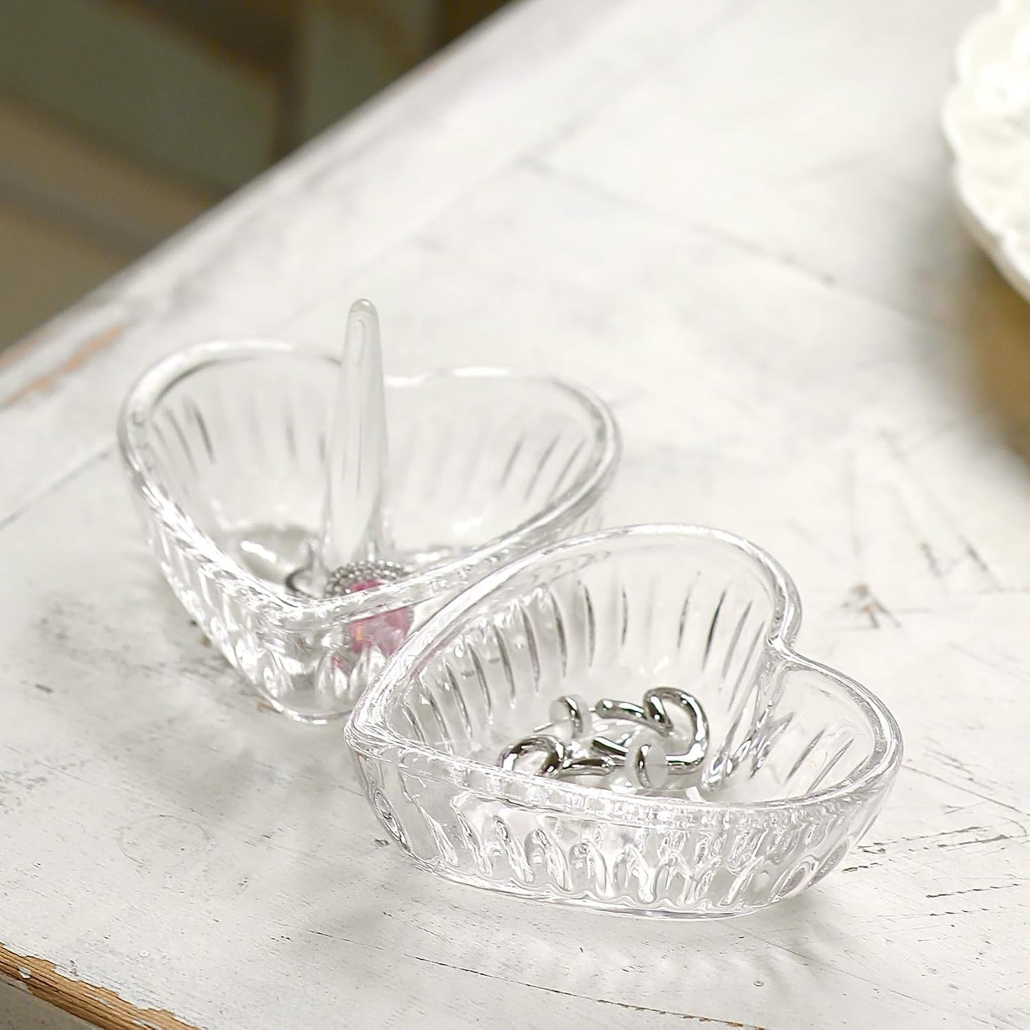 2 Pzas Soporte Anillos Cristal Decoración Hogar