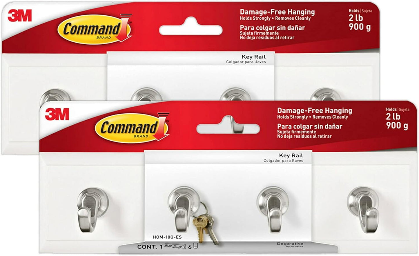 Rieles para llaves con 12 tiras 2 pack 4 ganchos