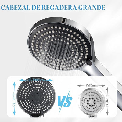 Cabezal ducha mano 6 modos alta presión cromado