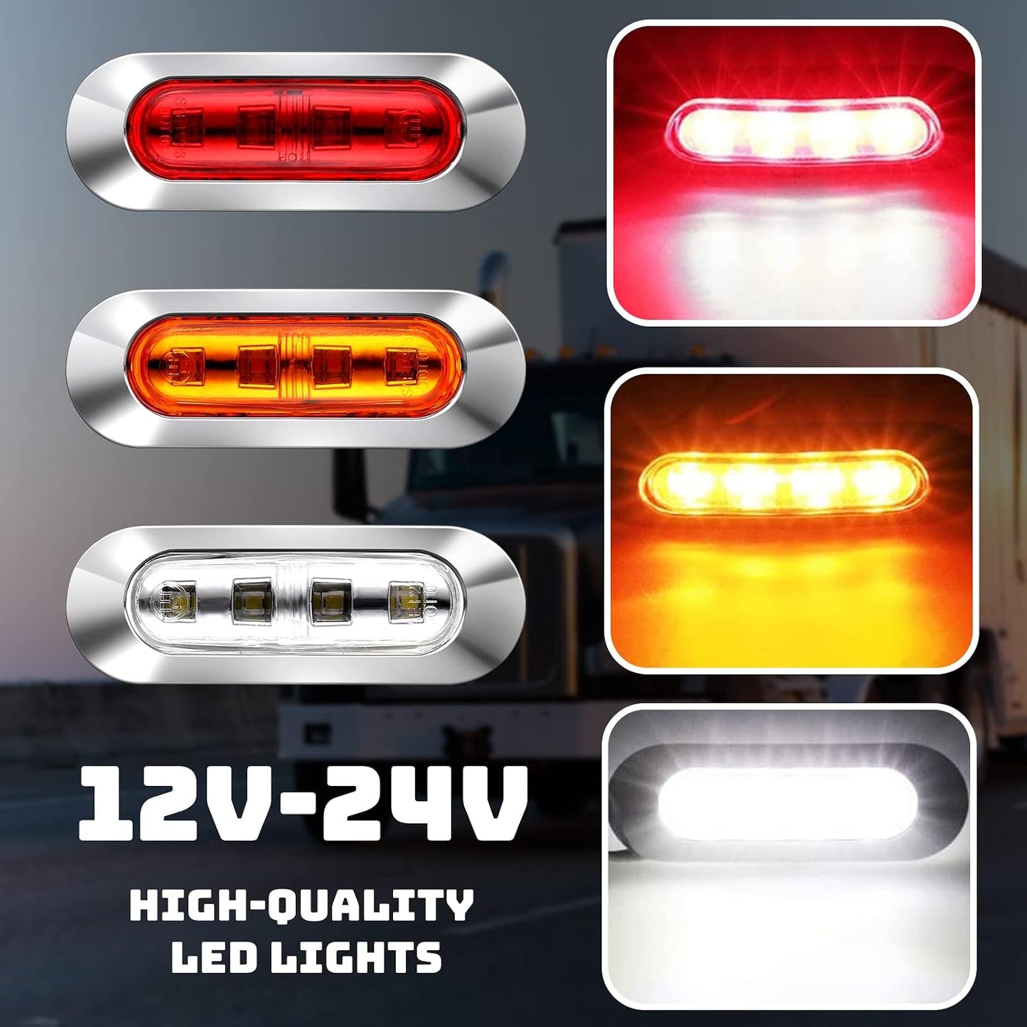 80 Luces LED laterales 12-24V color ámbar para camión