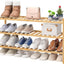 Zapatero largo 3 niveles madera bambú apilable