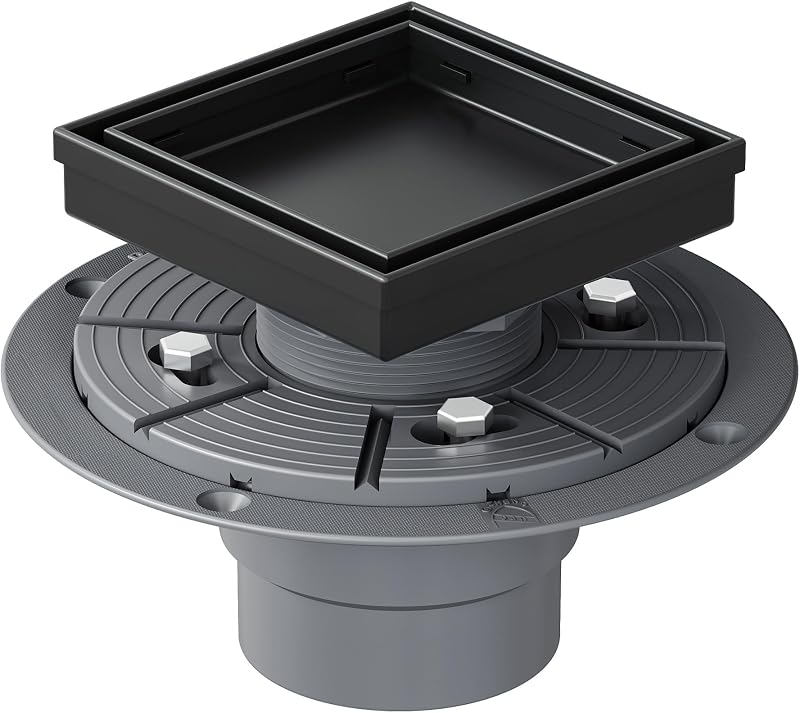 Drenaje ducha cuadrado 4" acero inox negro mate