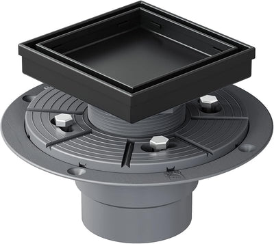 Drenaje ducha cuadrado 4" acero inox negro mate