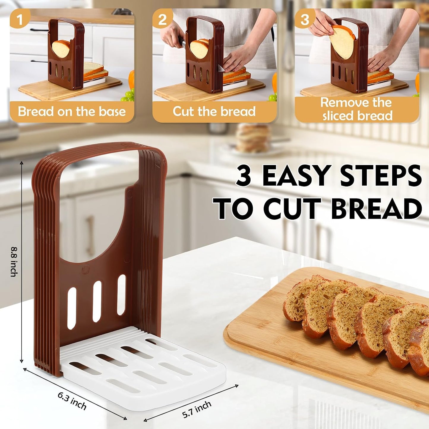 2 Cajas Pan Grande con Rebanador y Tapa Bambú Encimera