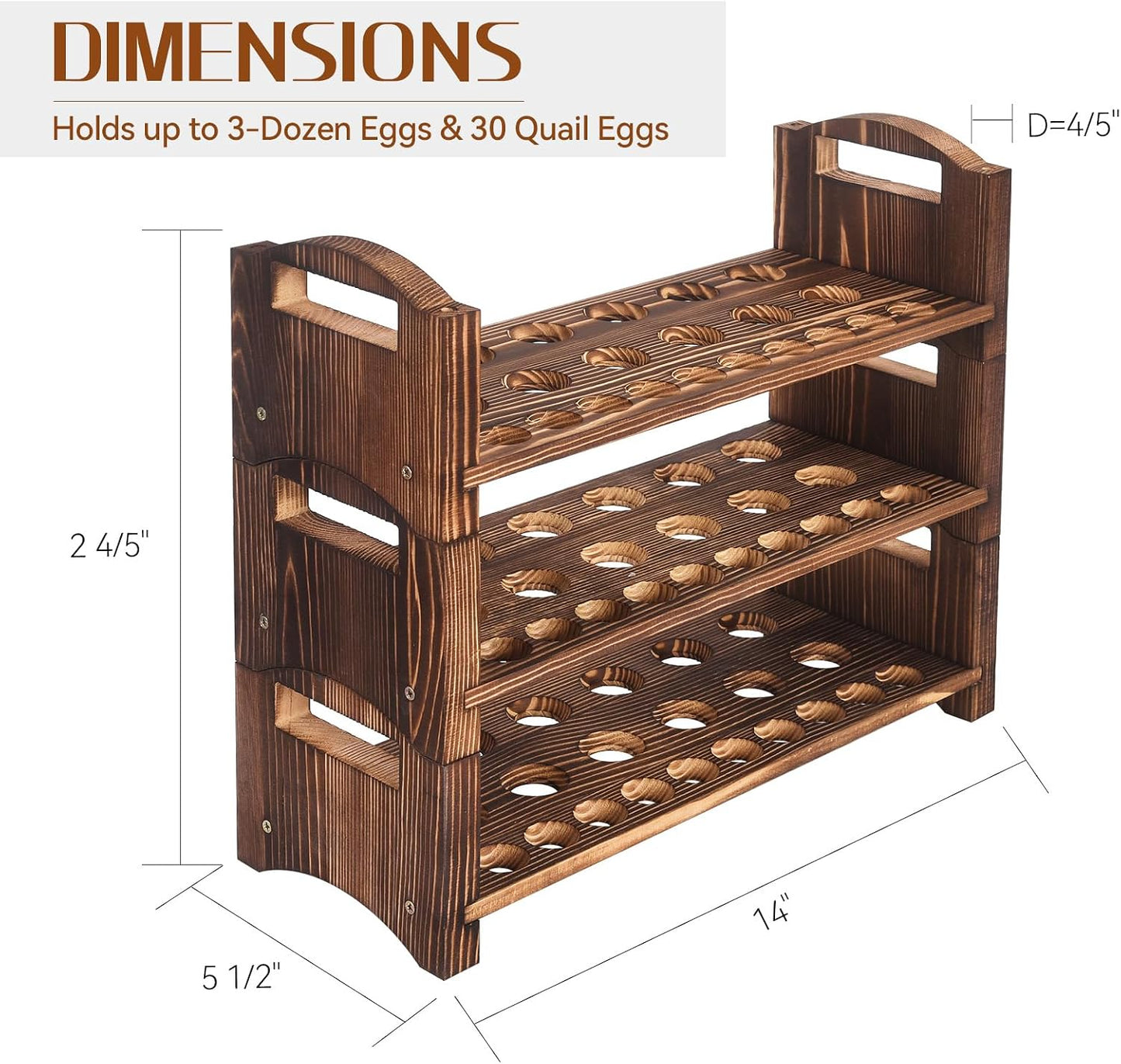 Soporte madera huevos 3 capas apilable encimera clasificador
