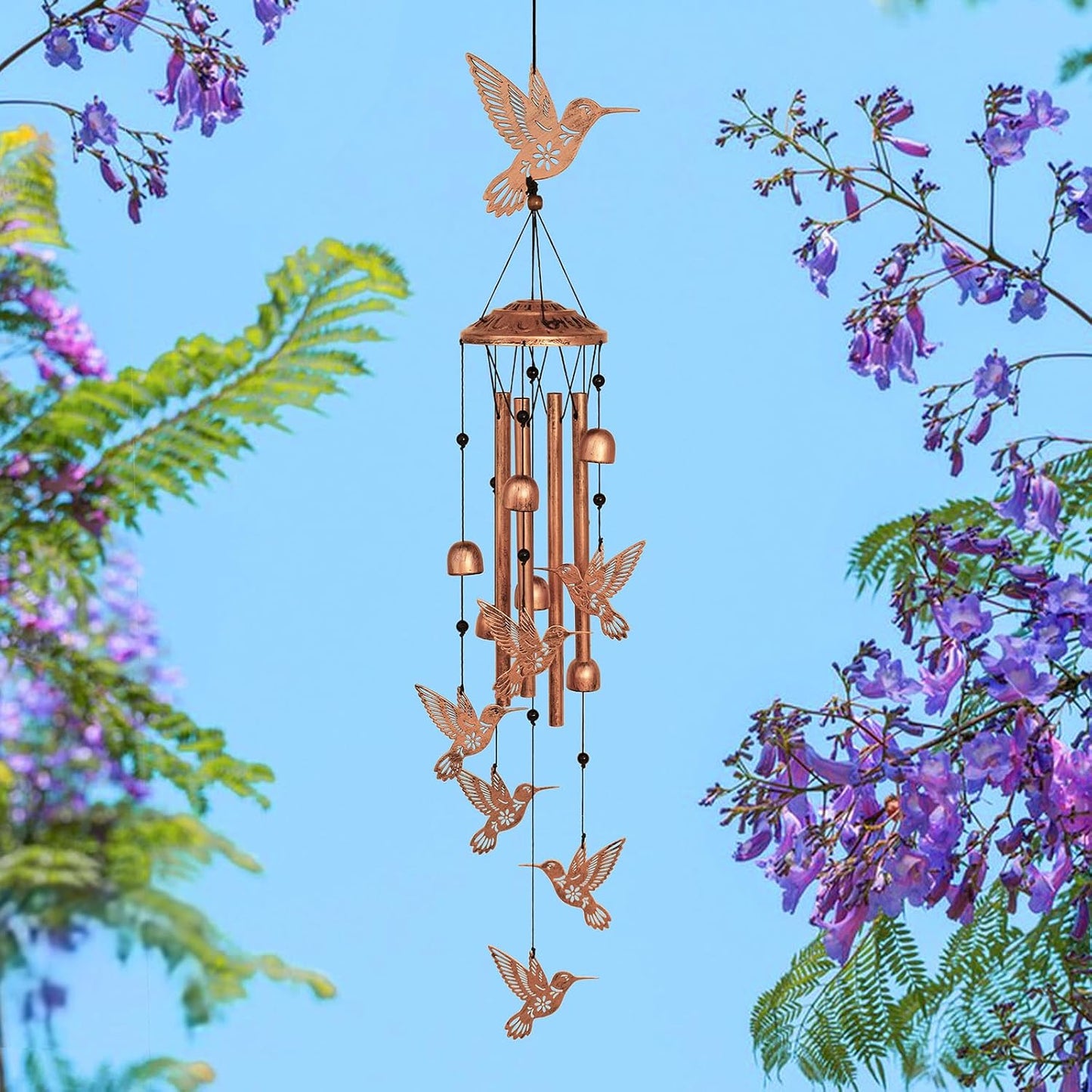 Carillón colibrí metal decoración jardín regalo cumpleaños