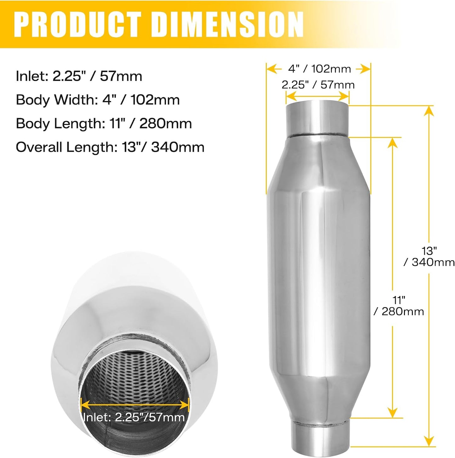 Resonador universal 2.25" acero inox 304 soldado