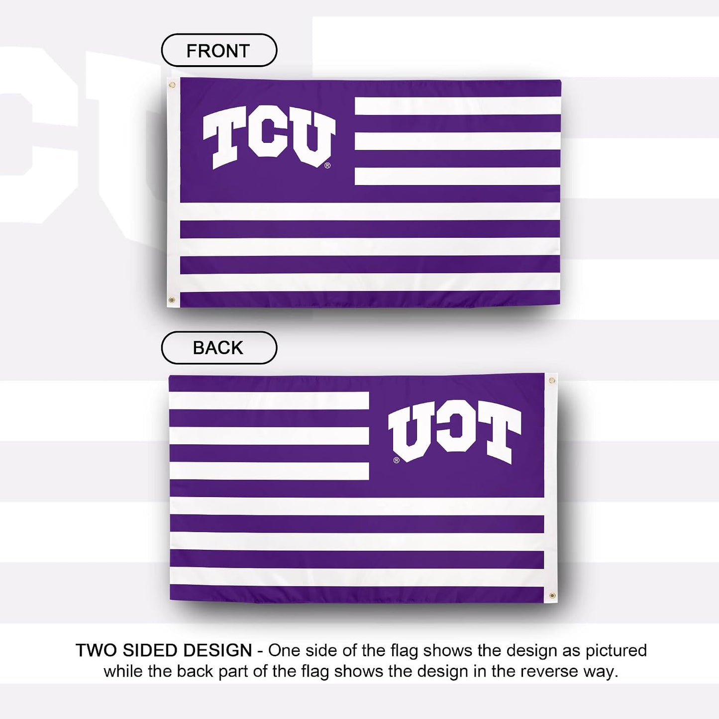 Bandera TCU ranas 3x5ft tela poliéster duradera